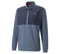 (M, Navy Blazer/Evening Sky) Puma Golf Mens Cloudspun WRMLBL Quarter Zip Wind Resistant Sweater