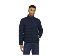 (M, Navy) Brave Soul Mens Marley Quilted Funnel Neck Jacket