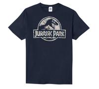 (M, Navy) Jurassic Park Mens Camo Logo T-Shirt