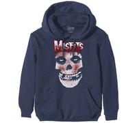 (M, Navy) Misfits Blood Drip Skull Pullover Hoodie