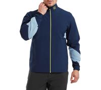 (M, Navy/Primrose) Footjoy Mens HydroLite X Waterproof Stretch Breathable Packable Golf Jacket