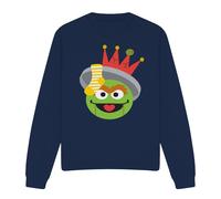 (M, Navy) Sesame Street Unisex Adult Oscar The Grouch Nutcracker Christmas Sweatshirt