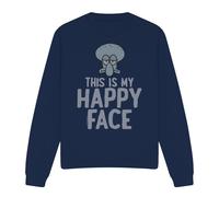 (M, Navy) SpongeBob SquarePants Unisex Adult Happy Face Sweatshirt