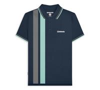 (M, Navy/Thunderstorm) Lambretta Mens Vertical Stripe Short Sleeve Polo Shirt