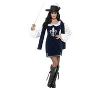 (M, Navy/White/Black) Smiffys Womens/Ladies Musketeer Costume Set