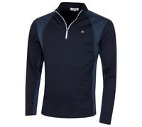 (M, Navy/White) Calvin Klein Mens 2026 Micro Grid CK 1/2 Zip Mid Layer Baselayer