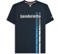 (M, Navy/White) Lambretta Mens Fade Racing Stripe Short Sleeve T-Shirt
