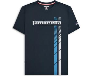 (M, Navy/White) Lambretta Mens Fade Racing Stripe Short Sleeve T-Shirt