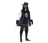 (M, Navy/White) Smiffys Mens Musketeer Costume Set