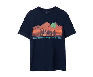 (M, Navy) Yellowstone Mens Cowboy Short-Sleeved T-Shirt