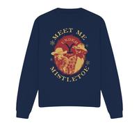 (M, Navy) Yellowstone Unisex Adult Meet Me Under The Mistletoe Christmas Sweatshirt