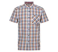 (M, New Royal/Persimmon) Regatta Mens Mindano VIII Checked Short-Sleeved Shirt