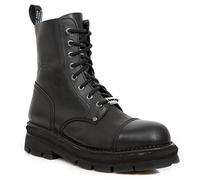 New Rock Military Stylish Boots Unisex Classic Boots in Black - 8 UK