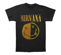 (M) Nirvana Spliced Smiley T Shirt