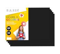 m-Office A3 80 g Coloured Paper for Printers and Crafts, Assorted Paper for Children, Pack of Colours for Cards, School and Creative Projects · m-Office (50h, Black)