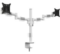 M Officeline Deskmount Dual Monitor Mount with Extended Arms VESA 15-30", White