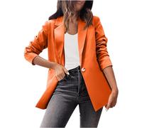 (M, Orange) Women's Suit Jacket Lapel Casual Suit Long Sleeve Office Suit Blazers Open Front Button Elegant Blazer Office Work Business Suit Jacket for Women