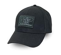 M&P by Smith and Wesson Mens Hat Black and White Patch Logo Baseball Cap Officially Licensed, Black, Black, Large