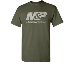 M&P by Smith & Wesson Men's Distressed Logo T-Shirt (Military Green - XL)