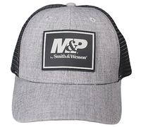 M&P by Smith & Wesson Officially Licensed Men's Gray Trucker Hat - Adjustable Black Mesh Baseball Cap with Snap Closure, Welded Rubber Branded 3D Logo, Gray, One size
