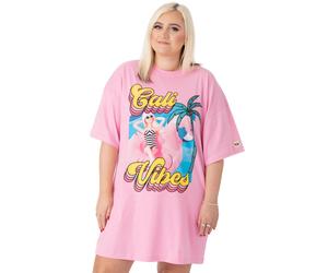 (M, Pastel Pink) Barbie Womens/Ladies Cali Vibes Oversized T-Shirt Dress