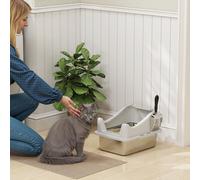 Stainless Steel Cat Litter Box with High Sides, 43 x 33 x 25 cm PawHut Grey One Size
