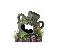 M PELOSA Amphora Aquarium Decoration - Realistic Ancient Greek Vase Fish Tank Ornament - Non-Toxic Resin for Small & Nano Tanks (12x14x9 cm)