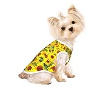M Pet Breathable Sleeveless Beautiful Sunflower Print T-Shirt - Small to Medium Cats, Puppy, Yorkie, Dachshund, French Bulldog