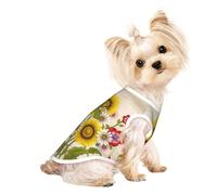 M Pet Breathable Sleeveless Bees Sunflowers Daisy Rose Flowers Print T-Shirt – Small to Medium Cats, Puppy, Yorkie, Dachshund, French Bulldog