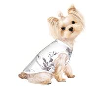 M Pet Breathable Sleeveless Floral Graphite Print T-Shirt - Small to Medium Cats, Puppy, Yorkie, Dachshund, French Bulldog