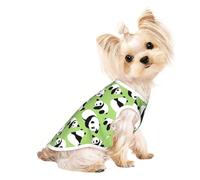M Pet Breathable Sleeveless Green background panda Print T-Shirt - Small to Medium Cats, Puppy, Yorkie, Dachshund, French Bulldog