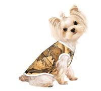 M Pet Breathable Sleeveless T-Shirt – Ancient Map World Globe Print Stretchy Vest, Lightweight Tank Top for Small to Medium Pets