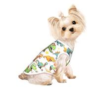 M Pet Breathable Sleeveless T-Shirt - Cartoon Dinosaur Images Print Stretchy Vest, Lightweight Tank Top for Small to Medium Pets