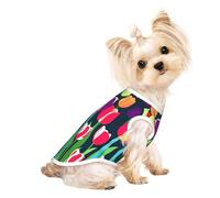 M Pet Breathable Sleeveless T-Shirt - Colorful Tulips Print Stretchy Vest, Lightweight Tank Top for Small to Medium Pets