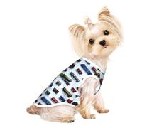 M Pet Breathable Sleeveless T-Shirt for Cats & Dogs – Lightweight train Cars Print Tank Top with Stretchy