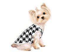 M Pet Breathable Sleeveless T-Shirt for Cats & Dogs - Lightweight Houndstooth Black Print Tank Top with Stretchy
