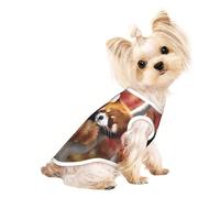 M Pet Breathable Sleeveless T-Shirt for Cats & Dogs - Lightweight Red panda Print Tank Top with Stretchy