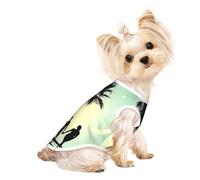 M Pet Breathable Sleeveless T-Shirt - Lightweight Married Couple Walking on The Beach Print Tank Top Outfit for Small Medium Dogs