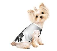M Pet Breathable Sleeveless T-Shirt - Soft Black Paris Eiffel Tower Print Stretchy Vest for Small Medium Dogs & Cats