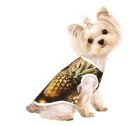 M Pet Breathable Sleeveless T-Shirt - Soft Gold Glitter Pineapples Fruit Print Stretchy Vest for Small Medium Dogs & Cats