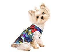 M Pet Breathable Sleeveless T-Shirt - Soft Hand drawn color butterfly Print Stretchy Vest for Dogs & Cats, Lightweight Tank Top