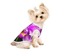 M Pet Breathable Sleeveless T-Shirt - Soft Orchid Flower Print Stretchy Vest for Small Medium Dogs & Cats