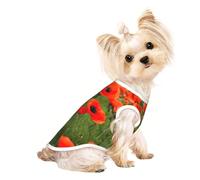 M Pet Breathable Sleeveless T-Shirt - Soft Poppy Flowers Petals Print Stretchy Vest for Dogs & Cats, Lightweight Tank Top