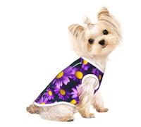 M Pet Breathable Sleeveless T-Shirt - Soft Purple Daisy Flower Print Stretchy Vest for Small Medium Dogs & Cats