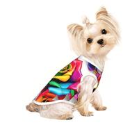 M Pet Breathable Sleeveless T-Shirt - Soft Rainbow Rose Flower Print Stretchy Vest for Small Medium Dogs & Cats