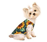 M Pet Breathable Sleeveless T-Shirt - Soft Spring Sunflowers Retro Flowers Print Stretchy Vest for Small Medium Dogs & Cats