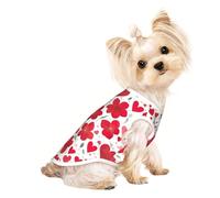 M Pet Breathable Sleeveless T-Shirt - Soft Valentine's Day Red Heart Flower Print Stretchy Vest for Small Medium Dogs & Cats