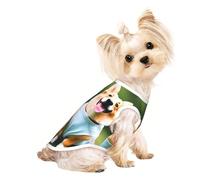 M Pet Breathable Sleeveless T-Shirt - Soft Wearing Clothes Corgi Dogs Print Stretchy Vest for Small Medium Dogs & Cats