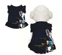 M Pet Dog Breathable Black Music Notes Print Sleeveless T-Shirt