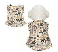 M Pet Dog Breathable Dog Bones Paw Print Sleeveless T-Shirt